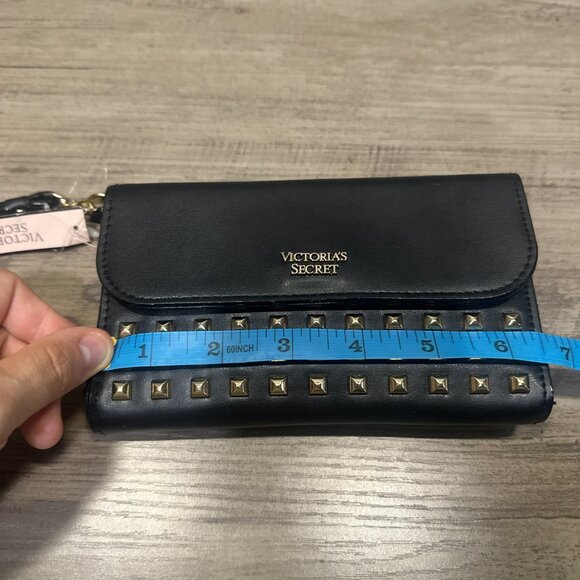 NWT Victorias Secret Wristlet Wallet Black w/ Gold Studs - Picture 9 of 11